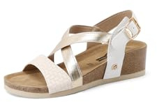 QUEEN HELENA Cuñas de Banda Cruzada Sandalias con Correa Casual Mujer X32-204, multicolor, 35 EU