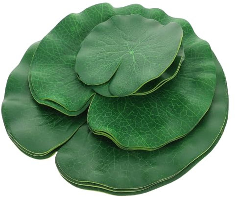 JOINPAYA Lot de 10 Feuilles De Lotus Artificielles Flottantes pour Bassin : Nénuphars Réalistes, Décoration pour Bassin, Poissons Koï, Piscine, Terrasse, Aquarium, Jardin