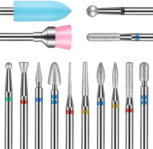14 Punte Fresa Unghie - Fresa per Unghie Professionale - Punte Diamantate e Ceramiche per Unghie Finte - Set di Punte Elettriche per Fresatrice per Unghie per Manicure e Pedicure