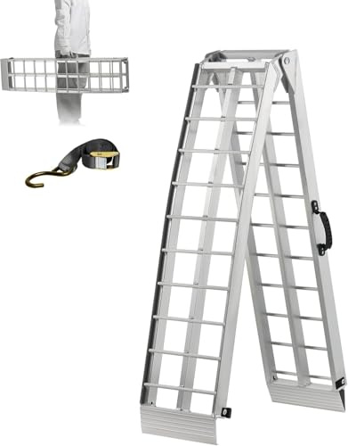 gardhom Rampa plegable para remolque, 340 kg, 226 x 30 x 5 cm, aluminio, rampa de carga para silla de ruedas, bicicleta y coche