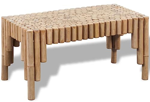 vidaXL Mesa de Centro de Palos, Mesita de Sofá Café, Mesa Auxiliar de Comedor, Mesa Decorativa para Salón Dormitorio Cocina, Bambú