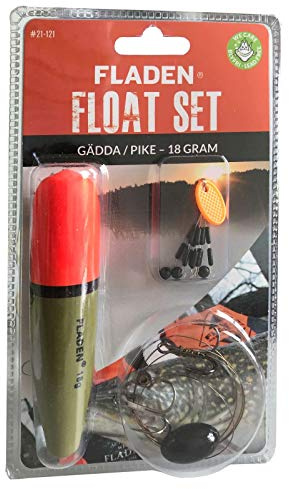 FLADEN Komplettes Hechtschwimmer und Zubehör-Set, 14 g, bleifreies Gewicht, 13,6 kg Drahtspur, 50 cm handgefertigtes Vorfach, Größe 4 Höhen, Drehgelenk, Stopper und 4 mm Gummiperlen, ideal für
