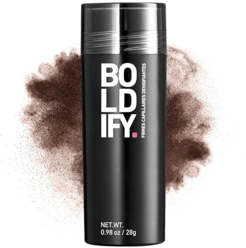 BOLDIFY - Fibras capilares, ocultan completamente la pérdida del cabello, 100% fibras de algodón no detectables, bote gigante de 28 g, engrosamiento instantáneo del cabello (Castaño avellana)
