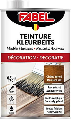 Fabel – Tinte líquido para madera, muebles y carpintería, sin disolventes, fácil de aplicar, todos los acabados, roble oscuro, 500 ml