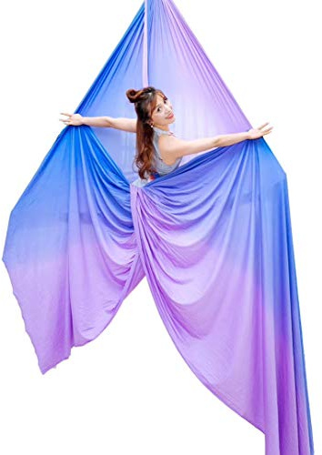 Aerial Silk 9 yards kit Low Stretch Durable Lavender Fabirc with Rigging Hardware for kids beginer Acrobatic Dance Aerial Yoga (9 yards, Lavender Purple)