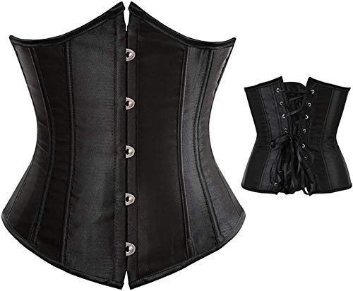Geagodelia Unterbrust Korsage Schwarz Damen Unterbrust Korsett Damen Corset Top Gothic Corsage Damen Sexy Korsage Damen Schwarze Corsage Weiß (Schwarz A, XL)