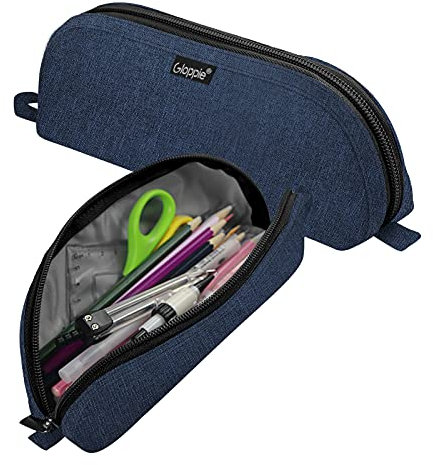 Gloppie Federmäppchen Pencil Case Mäppchen Stiftetasche mit Reißverschlüssen Unisex Federtasche für Schule & Büro,Stiftehalter Marker Organizer Büro Schulbedarf für Teenager Mädchen Jungen, Blau