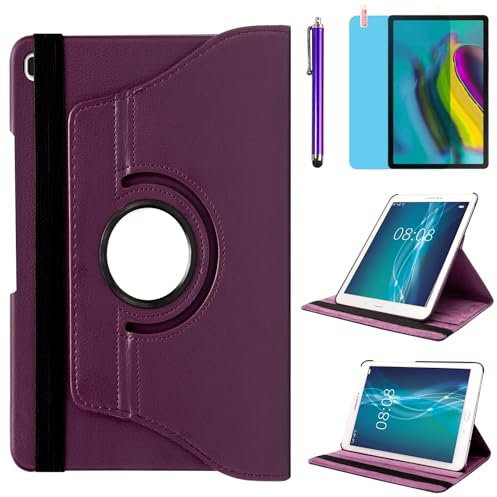 Case for Samsung Galaxy Tab S5e 2019 10.5 inch (SM-T720 SM-T725 SM-T727) - 360 Degree Rotating Stand Case Full Protective Smart Cover,Bonus Stylus Pen,Screen Film (Purple)