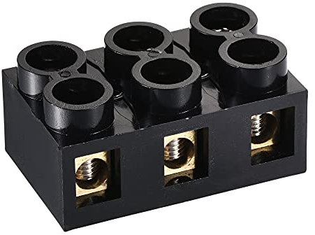 sourcing map Terminal Block 500V 60A Dual Row 3 Positions Screw Electric Barrier Strip