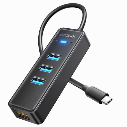 iDsonix USB-C Hub Adaptador Ethernet con 3.0 5Gbps y Gigabit LAN para MacBook Pro/Air, iPad Pro/Air, Windows, Surface Pro, Linux