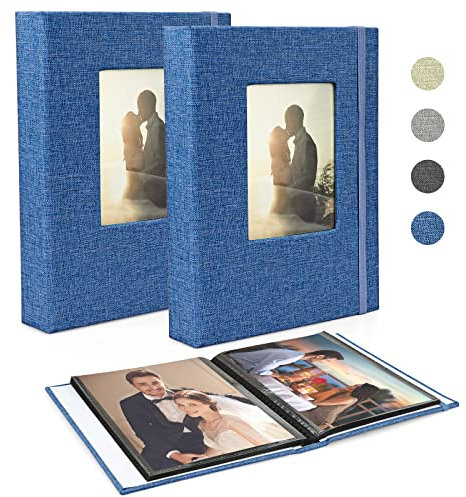 Album fotografico 13 x 18 52, 2 confezioni, piccolo mini album fotografico in lino, pagine nere, 26 pagine con 52 foto, album da taschino per bambini, San Valentino, regalo di compleanno