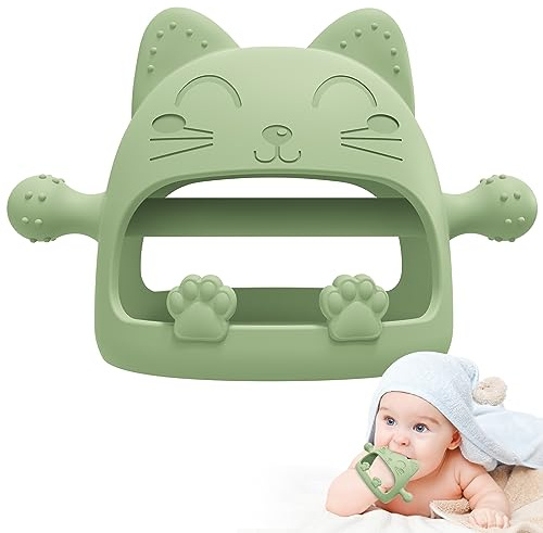 Baby Teethers 0-6 Months,Teething Toys for Babies 0-6 Months,Never Drop Baby Chew Toys for Teething Relief,Infant Hand Teether Pacifiers for 0-6 Months,Ideal Baby Toys Gifts for New Moms(Cartoon Cat)