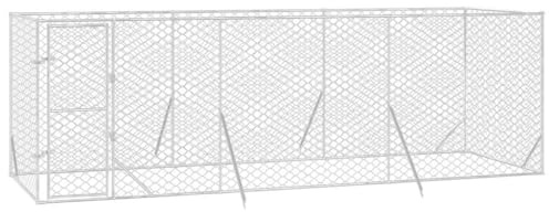 vidaXL Chenil d'extérieur pour Chiens argenté 6x2x2 m Acier galvanisé, chenil pour Chiens, Cage pour Chiens, Cage pour Animaux de Compagnie, Niche