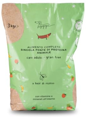 Hygge Dog - Croquettes monoprotéiques à Base d'insectes sans céréales | 3 kg croquants pour Chiens Adultes de Toutes Tailles | Aliment Sec Naturel fabriqué en Italie