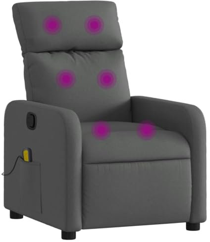 vidaXL Massagesessel, Sessel Verstellbare Rückenlehne Fußteil, Fernsehsessel Relaxsessel mit Liegefunktion, Liegesessel Polstersessel Ruhesessel, Dunkelgrau Stoff