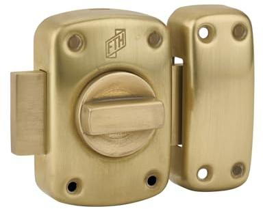 THIRARD 00012107 Verrous FTH M60 45mm Cylinder Door Button Lock Brass Chest Bolt 3 Notched Keys, 45 mm
