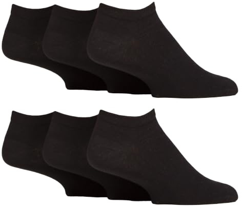 Gentle Grip 6 Paires Homme Chaussettes Courtes pour Diabetique Chaussettes Basses Extra Larges Sans Elastique (39-45, Noir)