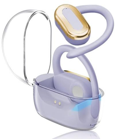 SLuB Bluetooth headset med öppen öra, Bluetooth trådlöst sportheadset, luftledning, Bluetooth 5.3, IPX5 vattentålig, för löpning, fitness och spel (lila)