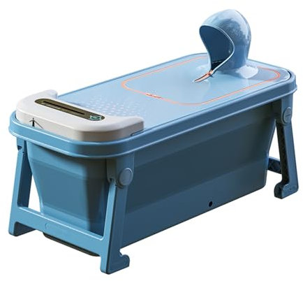 Tragbare Badewanne für zu Hause, Ganzkörperbadeeimer für Erwachsene, Faltbare Spa-Badewanne, automatische Heizung, Schwitzdampfeimer, bequemes Bidet (Farbe: Blau, Größe: 120 cm)