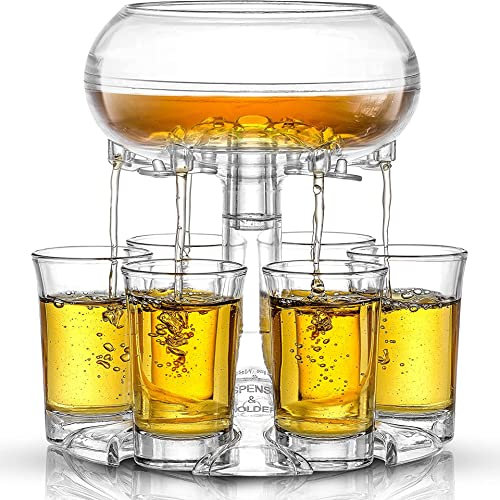 Distributeur De Boissons Avec 6 Verres à Liqueur - Distributeur Pour Cidre, Whisky, Cocktail, Accessoires De Bar Amusants, Distributeurs De Vin Pour Fêtes Et Festivals (Transparent)