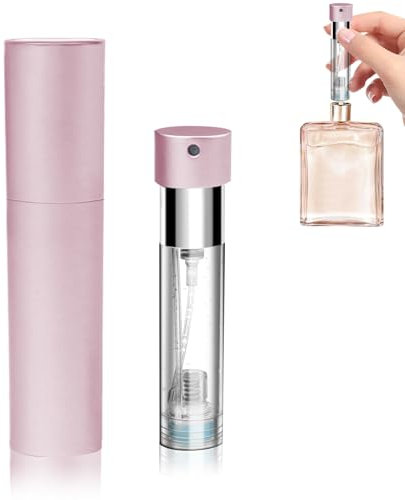 FYY Travel Perfume Atomiser Refillable - 5ml Mini Refillable Perfume Spray Bottle, Leaking Proof, Bottom Pump without Funnel Luxurious Perfume Bottle Pink