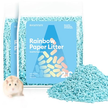BUCATSTATE Litière absorbante pour petits animaux - Anti-poussière - 2 kg - 10 pellets de papier - Contrôle des odeurs - Pour cages, oiseaux, petits animaux de compagnie - Bleu