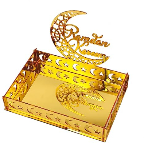 DONGKER Vassoio Ramadan, Piatto da Dessert Ramadan, Vassoi da Portata Decorativi per Eid per Snack, Caramelle, Biscotti, Frutta