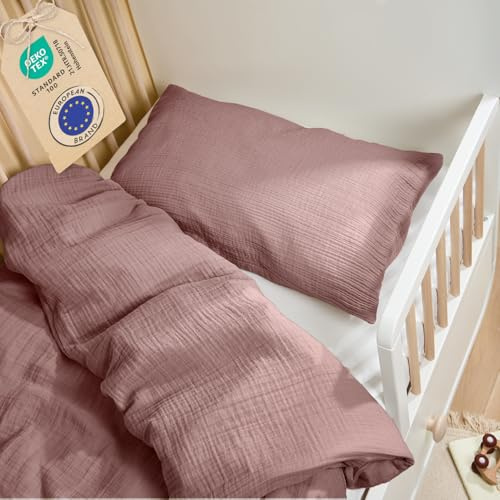 Laleni Parure de lit pour Enfant - 100 x 135 cm - en Mousseline de Coton - pour Enfants - 100 x 135 cm - avec taie d'oreiller de 40 x 60 cm - Certifié Oeko-Tex - Lilas