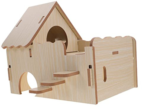 BESTonZON Maison En Bois Multifonction Pour Cobayes Et Petits Animaux, Cachette Résistante Aux Morsures, Grosse Taille, Habitat Sécurisé Et Ludique Pour Cages Et Enclos, Accessoires Pour Cochon D'inde