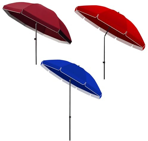 Paraguas De Mercado, Paraguas Solar, con Inclinación Y Manivela, 8 Varillas Resistentes, 1 Unidad, Diseño Plegable Y Portátil, Compatible con Mesa, For Jardín(Red,2.2m/7.3ft)