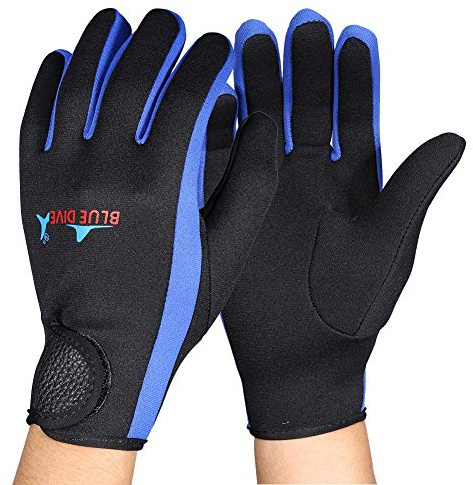 Guantes de buceo de 3 colores de 1.5 mm, guantes de neopreno de doble revestimiento impermeables para buceo, snorkel, kayak, surf y otros deportes acuáticos para hombres y mujeres(Black Blue M)