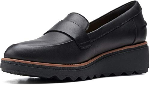 Clarks Women's Sharon Gracie Loafer, Black Soft, 8 M US