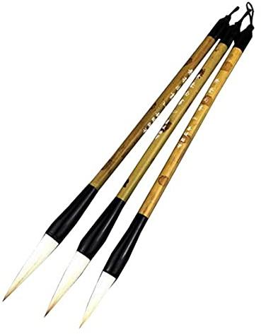 Chinesisches Kalligraphie-Pinselset/Kanji-Pinsel 3 Stück (Ziegenhaar, Jian-Haar, Wolfshaar)