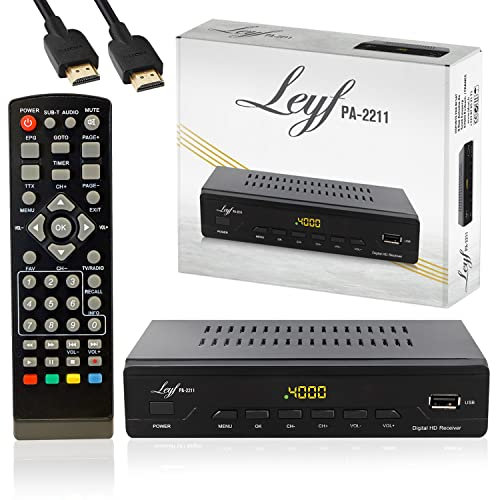LEYF PA-2211 Kabel Receiver DVB-C Digitales Kabelfernsehen Full HD TV(DVB-C / C2, HDTV, DVB-T/T2, HD, SCART, USB) +HD Kabel, Kabelfernsehen für alle Kabelanbieter geeignet