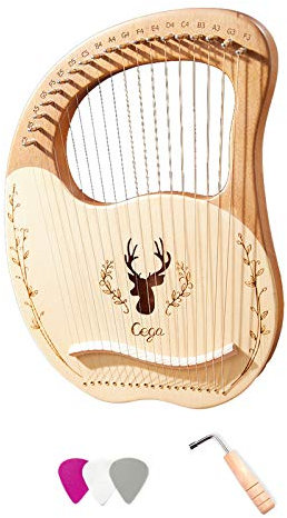 KOCAN Leier Harfe, 19-saitiges hölzernes Lyra-Harfen-Resonanzkasten-Saiteninstrument mit Stimmschlüssel,3 Plektren,Aufkleber,zusätzlicher Satz Saiten