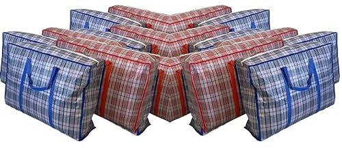 Start and DriveLtd, Laundry Bag Zips, XXL jumbo Heavy Duty Storage Bags Reusable Strong Nylon Large Boxes for House Moving Clothes & Wardrobe Storage backpack waterproof (10 Bags Mix (Red + Blue))