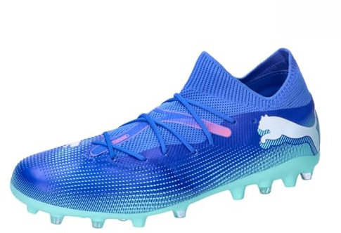 Puma Unisex Adults Future 7 Match MG Soccer Shoe, BLUEMAZING-Puma White-Electric Peppermint, 8.5 UK