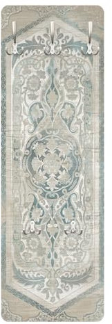 Bilderwelten Garderobe Muster 105cm x 34cm 3D-Optik Vintage Garderobenhaken Garderobenpaneel Flurgarderobe Flur-Möbel Wandgarderobe Holz