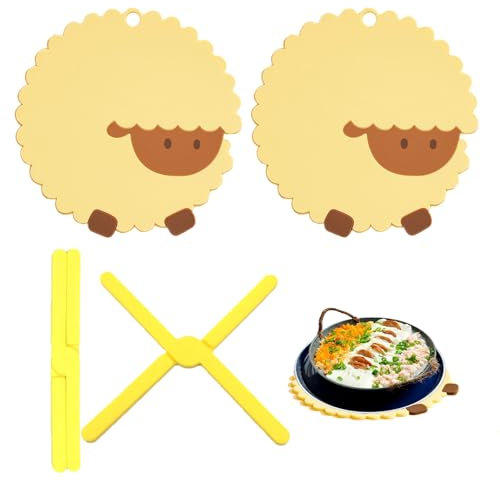 KASESSS 4 Piezas Salvamanteles Silicona, Manteles Individuales Redondos, Salvamanteles Plegable, Multiusos Salva Sartenes, Protector Sartenes Silicona Protege la Superficie de la Mesa del Calor