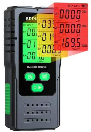 EMF Detector – 3-in-1 Electromagnetic Radiation Meter for AC Magnetic, AC Electric & Microwave Fields – Handheld EMF Reader for Home, Office & Smart Meters, Ideal for Non-Professional Users