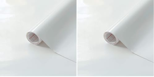 d-c-fix Pellicola Adesiva per mobili bianco tinta unita lucida PVC plastica vinile impermeabile decorativa per cucina, armadio, porta carta rivestimento 45 cm x 2 m (Confezione da 2)