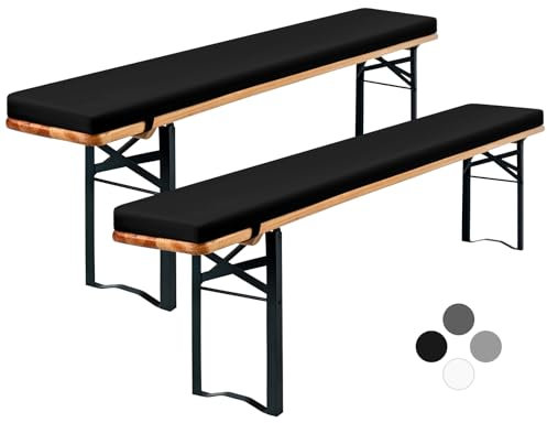 Showgeous 2er-Pack Bierbankauflage Gepolstert für Bierzeltgarnitur Bankauflage 220x25x3cm XL Waschbare Bierbankauflagen Gepolstert Auflage für Biertisch & Partyzeltgarnitur(Schwarz,Wasserabweisend)