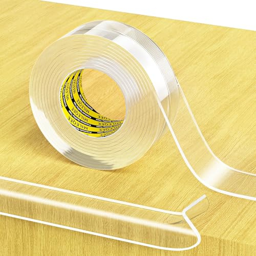 MILEQEE Striscia protettiva trasparente per bordi, 25 mm × 2 m, nastro protettivo autoadesivo, protezione paraurti per armadietti, porte, scrivanie, tavoli in vetro, mobili, letto, piano di lavoro