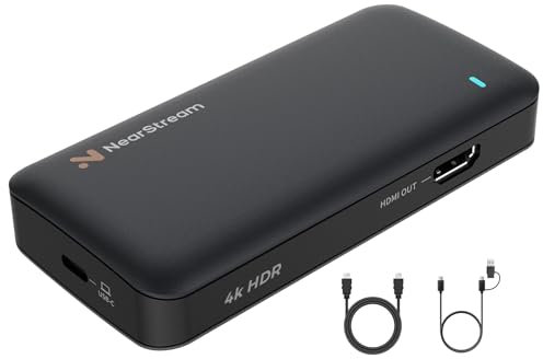 NearStream 4K60 HDR10 Capture Card mit HDMI Pass-Thru, USB3.1 Video Capture Card für Streaming, Aufnahme in 4K 60FPS mit Ultra-Low Latency auf PS5/Xbox/Switch in OBS, YouTube Arbeitet mit PC/Mac