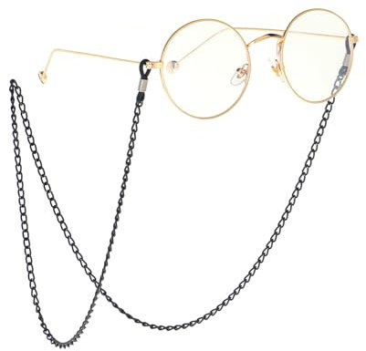 Brillenkette schwarz/silber für Damen und Herren-70cm Brillenband aus Aluminium, Sonnenbrillen Kette, Hochwertiger Brillenhalter für Lesebrillen, Sonnenbrillen und Sportbrillen-Modisches Accessoire