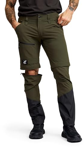 RevolutionRace Range PRO Stretch T Zip-off Pants da Uomo, Pantaloni da Trekking Convertibili per attività all'aperto, Forest Night/Anthracite, L