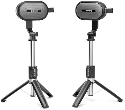 SOWO Wireless Dual Bluetooth Speakers Set, Adjustable Stands 2Pcs, High-Fidelity Stereo Sound, Smart Pairing Sync, Surround Sound with Portable Lightweight Case for Home, Travel, Party, Birthday