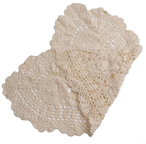 Häkeldeckchen aus Baumwolle in ovaler Vintage-Form, stilvoller Tischläufer für Zuhause, Café oder Restaurant