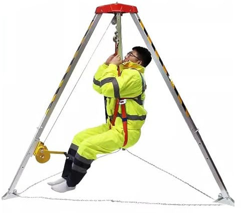 Generico Kit anticaduta, Kit treppiede di Salvataggio in spazi confinati, Sistema di Salvataggio di Emergenza con Protezione anticaduta con argano da 1200 libbre/1800 libbre/2600 libbre, per Cantina/