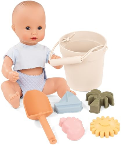 Götz 2454520 Sleepy Aquini Beach Boy Geschenkbox - 33 cm große Badepuppe mit blauen Schlafaugen, ohne Haare in 9-teiligem Set - Babypuppe ab 18 Monaten